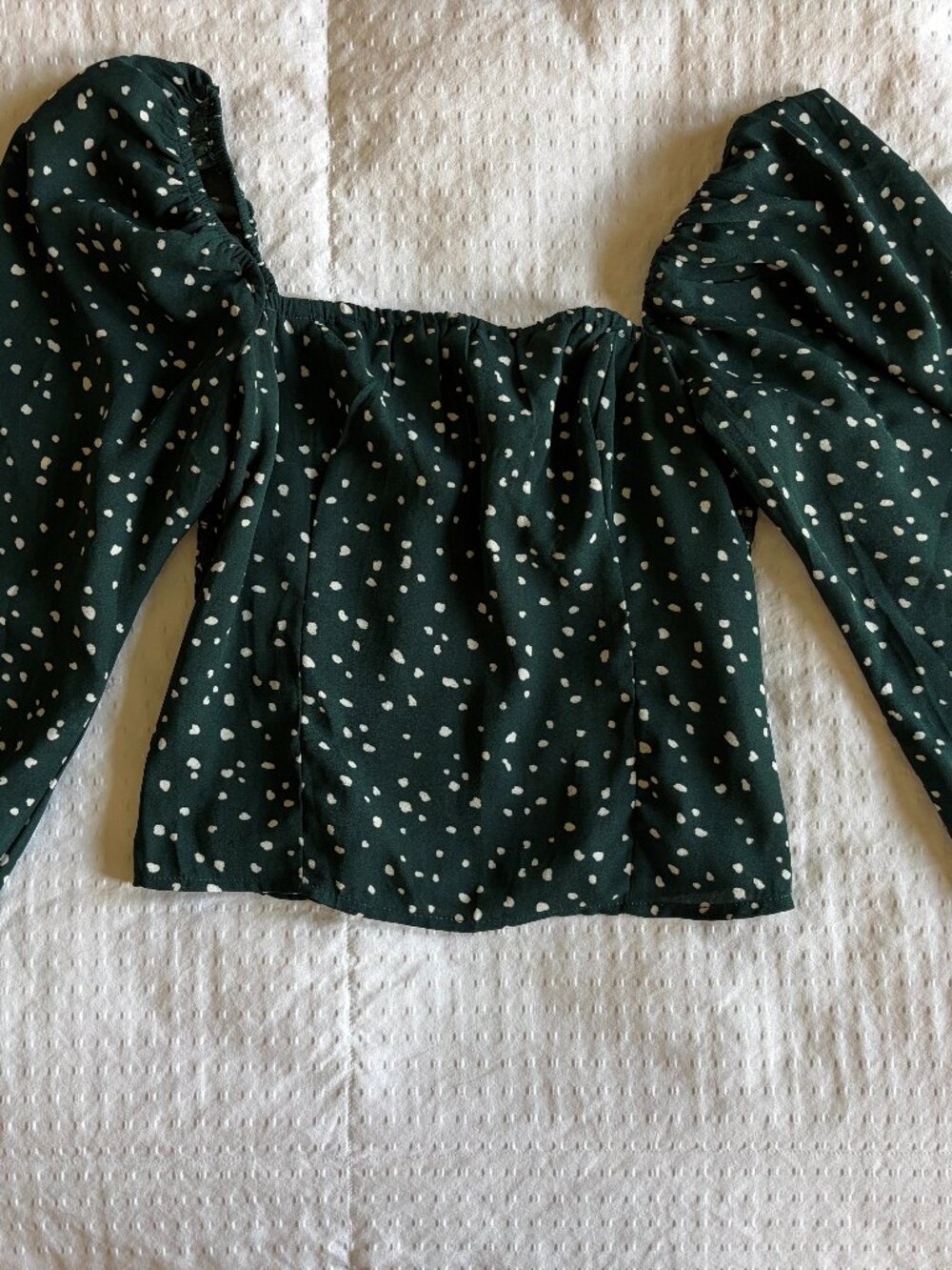 Abercrombie & Fitch Green Polka Dot Puff Sleeve Blouse Size S